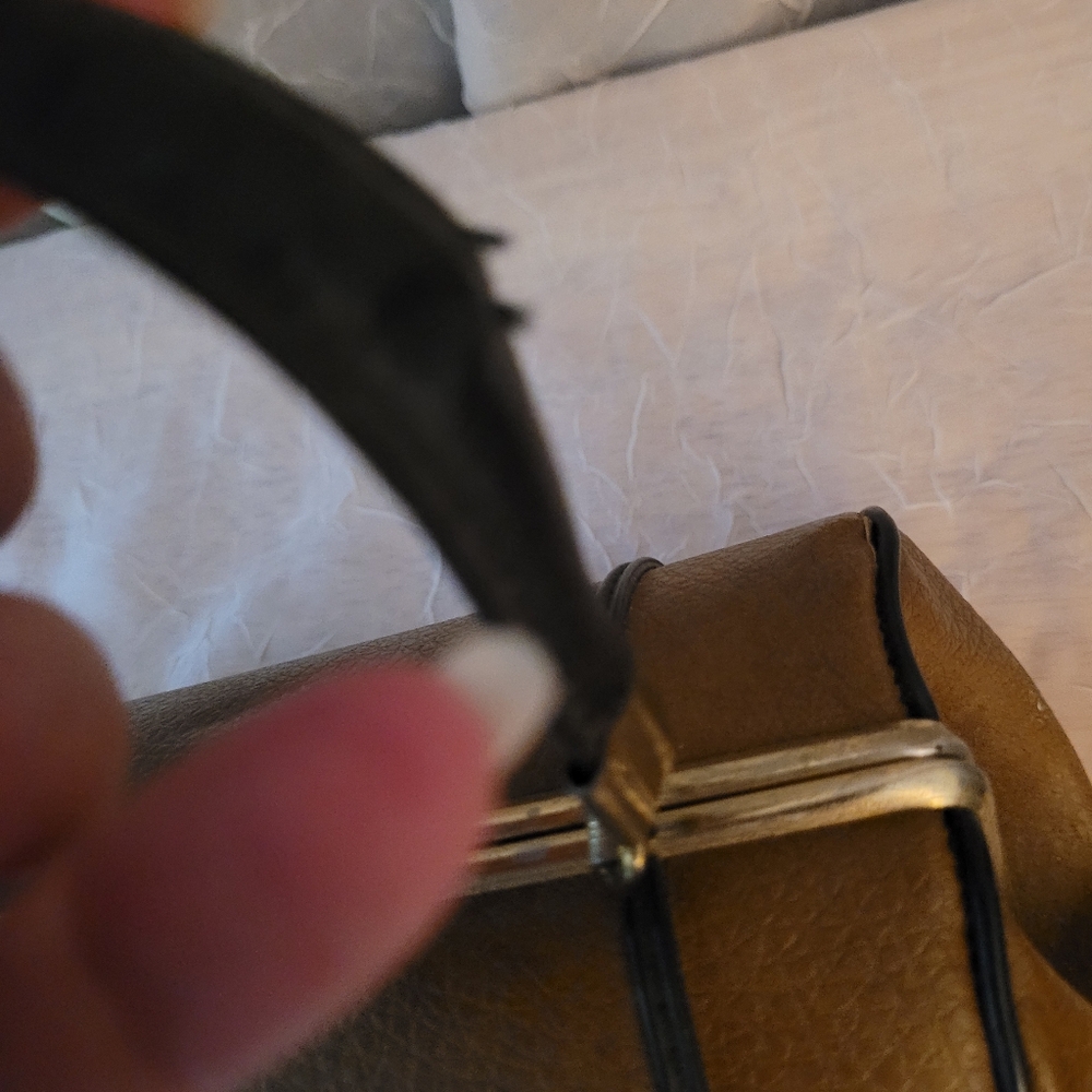Vintage Small Barrel Hinged Handbag Faux Leather - Picture 7 of 13